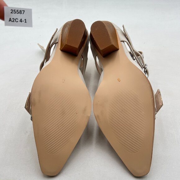 FSJ Beige Buckle Strap Heels - Picture 7 of 12